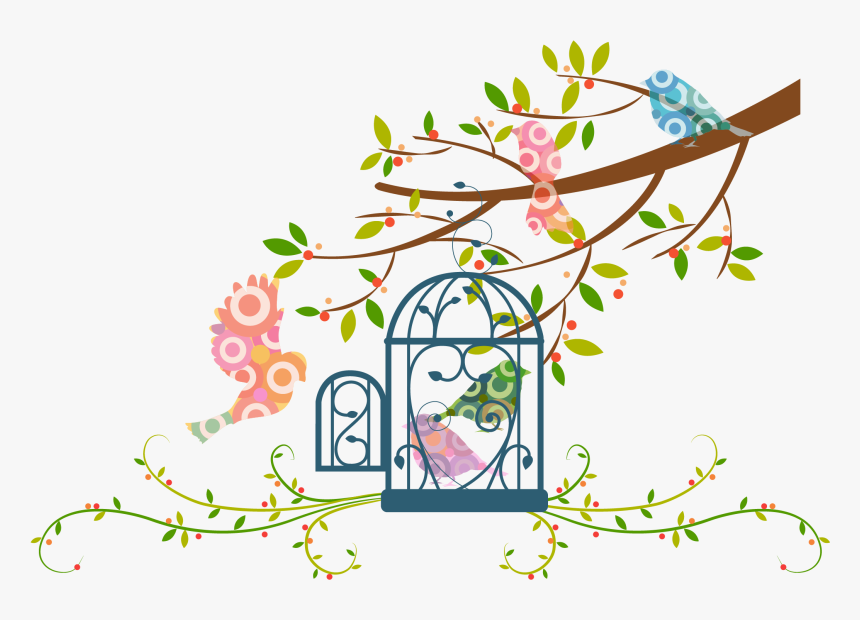 Drawn Birdcage Branch - Dibujo Jaulas Vintage, HD Png Download
