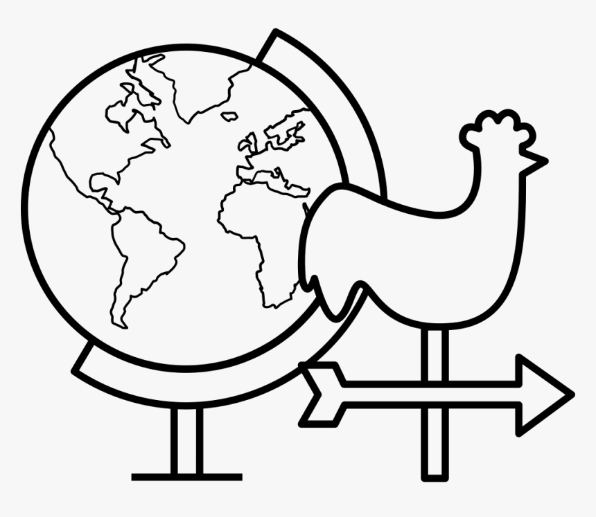 Rooster Weather Vane And Earth Globe - Draw A Wind Vane Chicken, HD Png Download