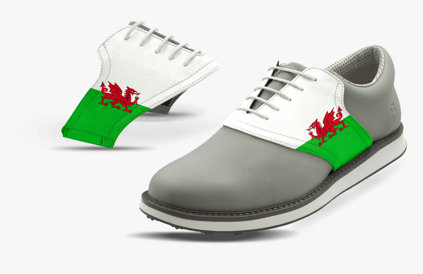 Men S Wales Baner Cymru Saddles On Grey Golf Shoe From - Golf Shoe, HD Png Download
