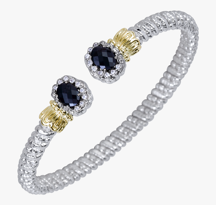 14k Gold & Sterling Silver Diamond Bracelet Black Onyx - Bracelet, HD Png Download