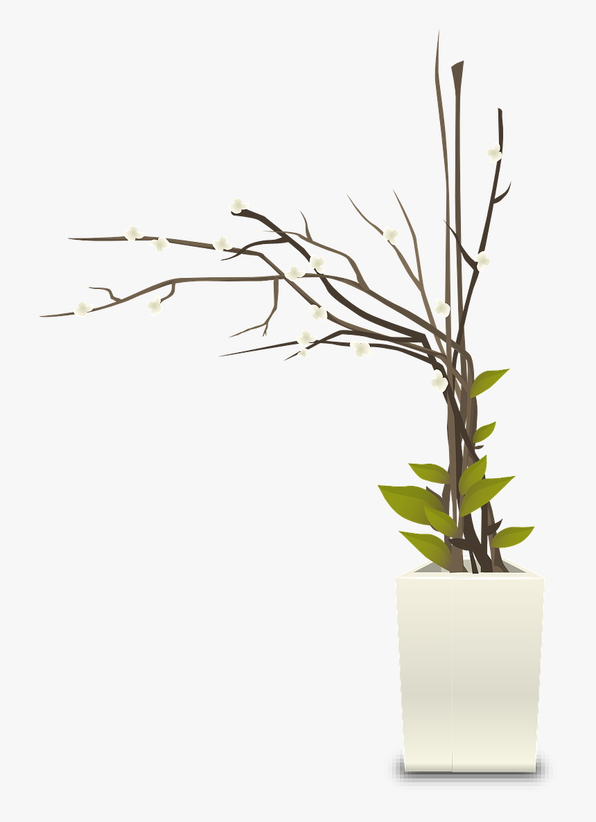 White Flower Pot Png, Transparent Png