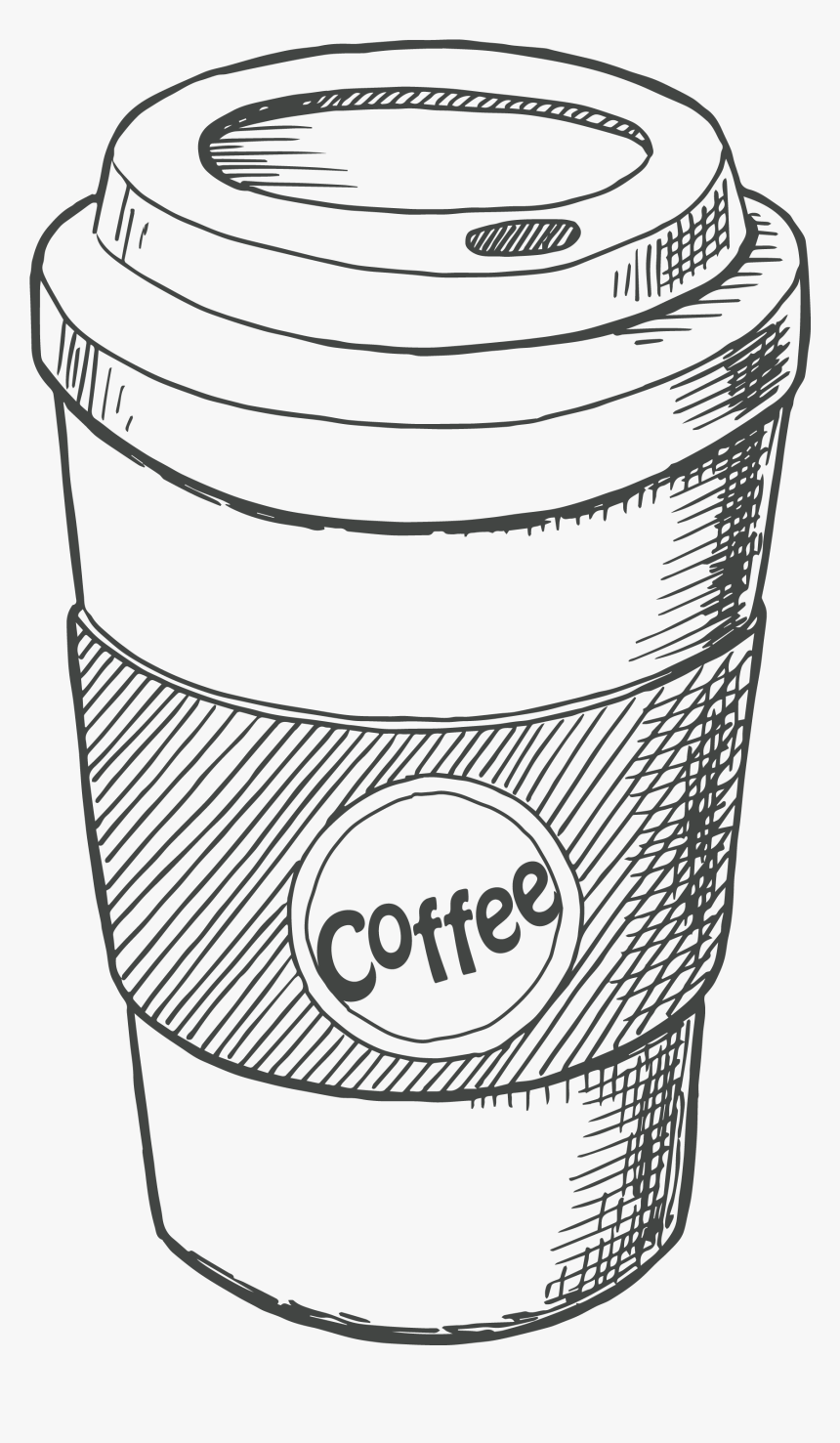 Transparent Coffee Png Images - Cup Of Coffee Png Sketch, Png Download