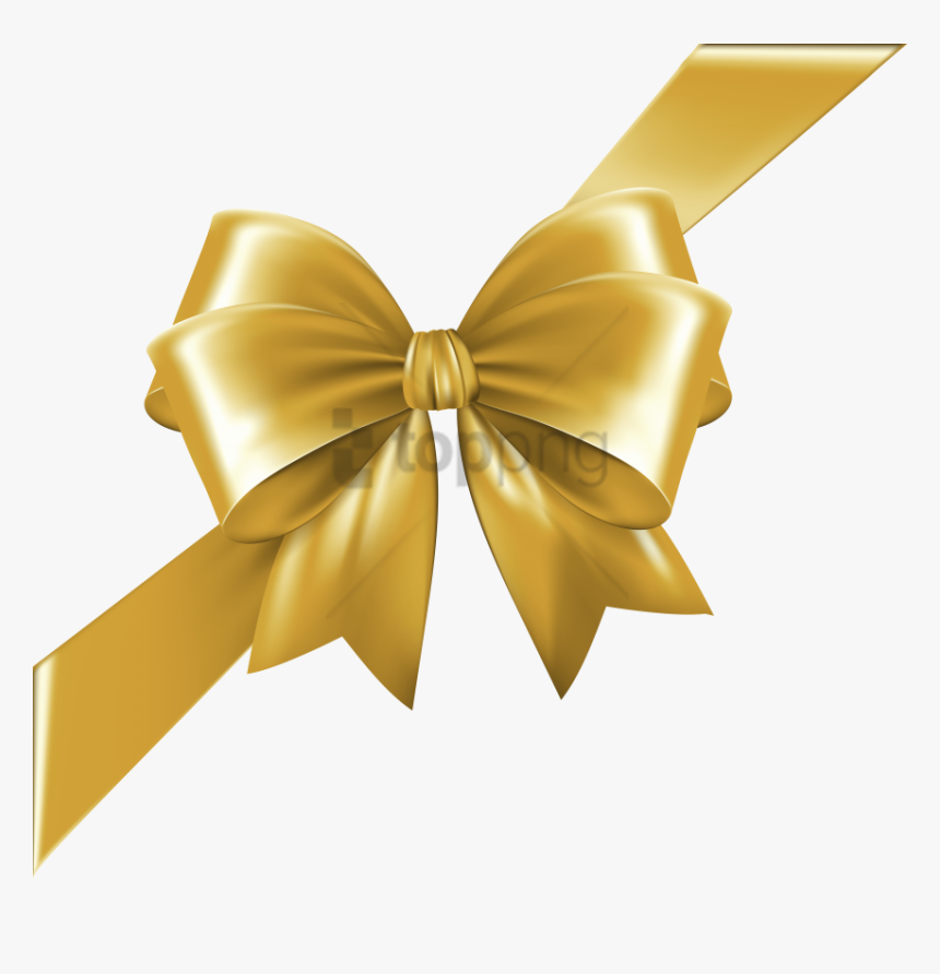Gold Christmas Bow Png - Gold Ribbon Bow Png, Transparent Png