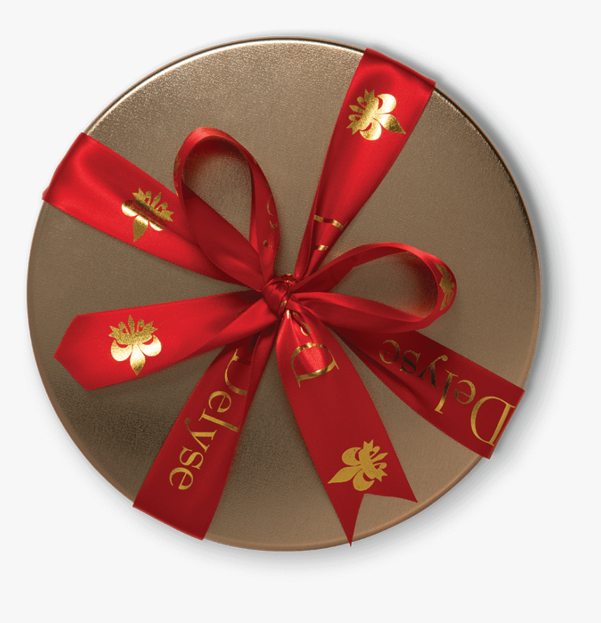 Gold Tin Red Ribbon Top - Gift Wrapping, HD Png Download