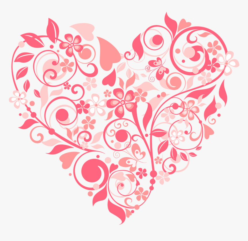 Floral Heart Patern - Free Floral Heart Vector, HD Png Download