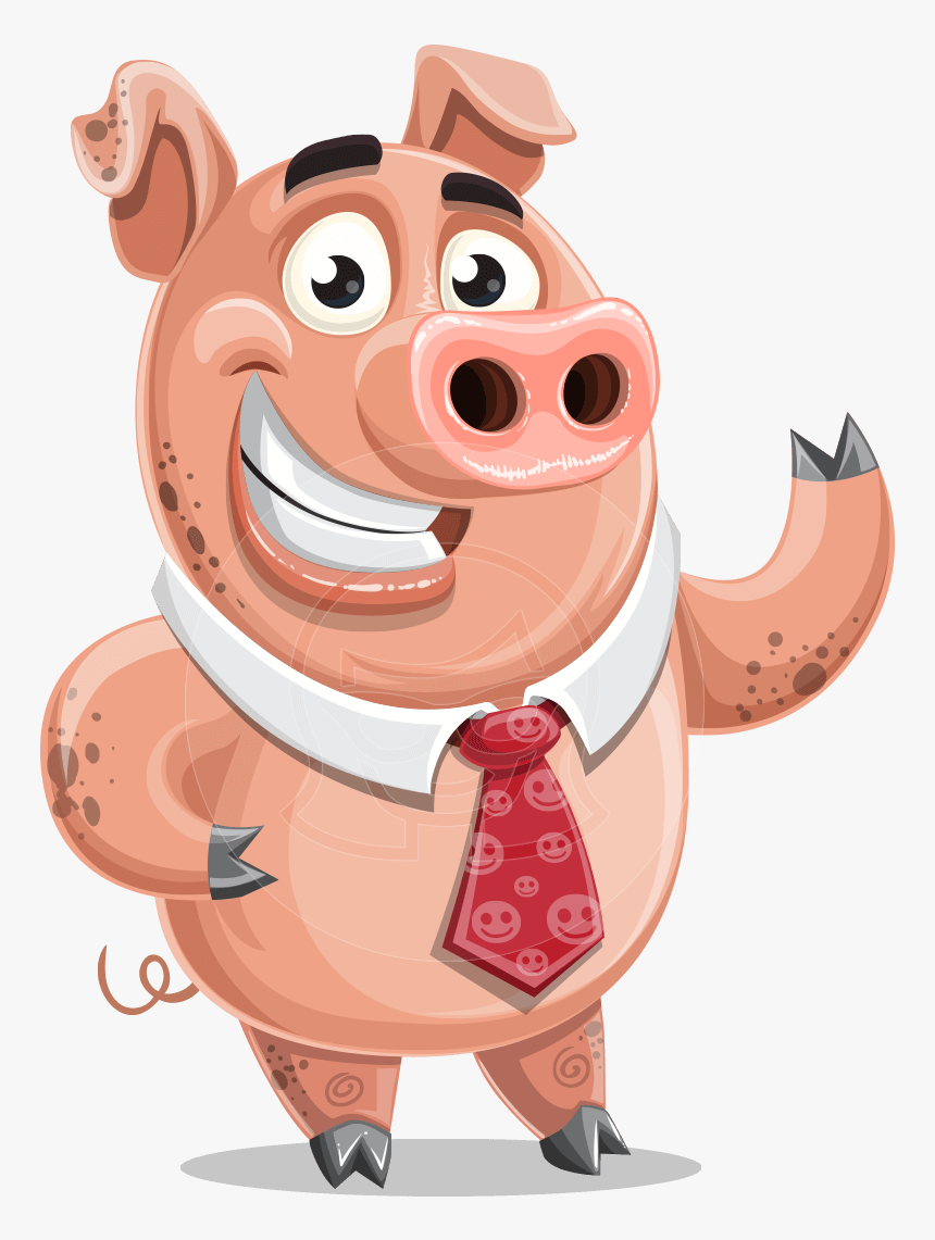 Cartoon Pig With Tie, HD Png Download
