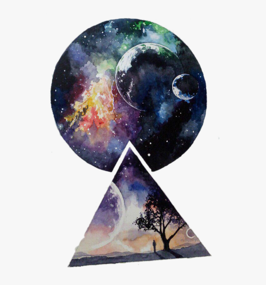 And Small Star Round Triangle Free Transparent Image - Dessin À L Aquarelle Galaxie, HD Png Download