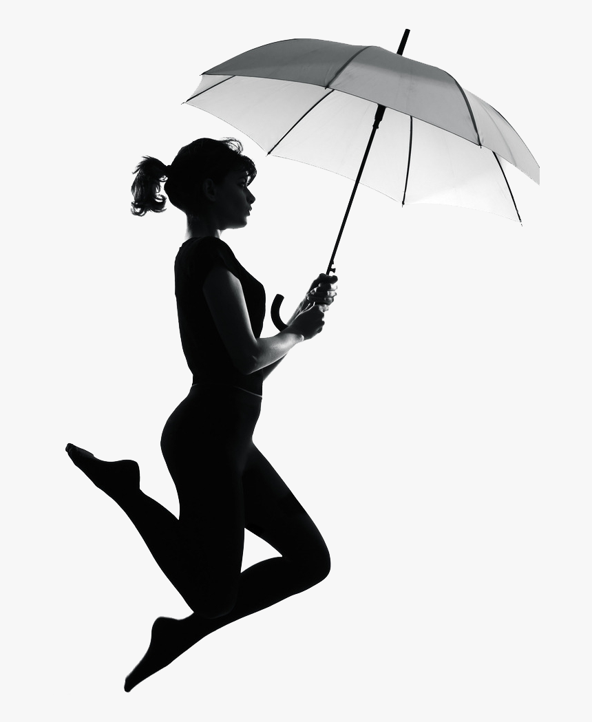 Silhouette Stock Photography Umbrella Royalty-free - Sombra De Mujer Con Paraguas, HD Png Download