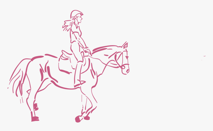Pony,livestock,art - Girl Horseback Riding Drawing, HD Png Download