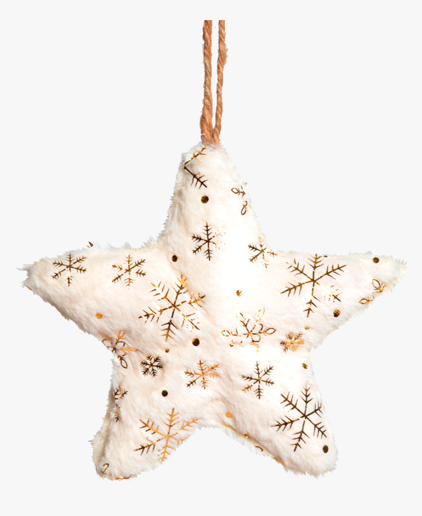 Estrella Blanca Grande Copos De Nieve Dorados - Christmas Ornament, HD Png Download