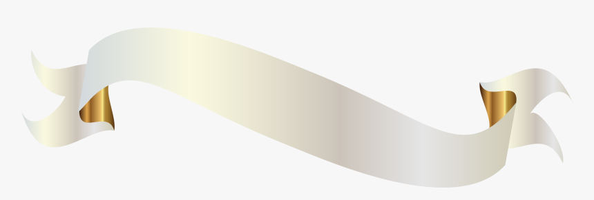 White Banner With Gold - Transparent White Ribbon Png, Png Download