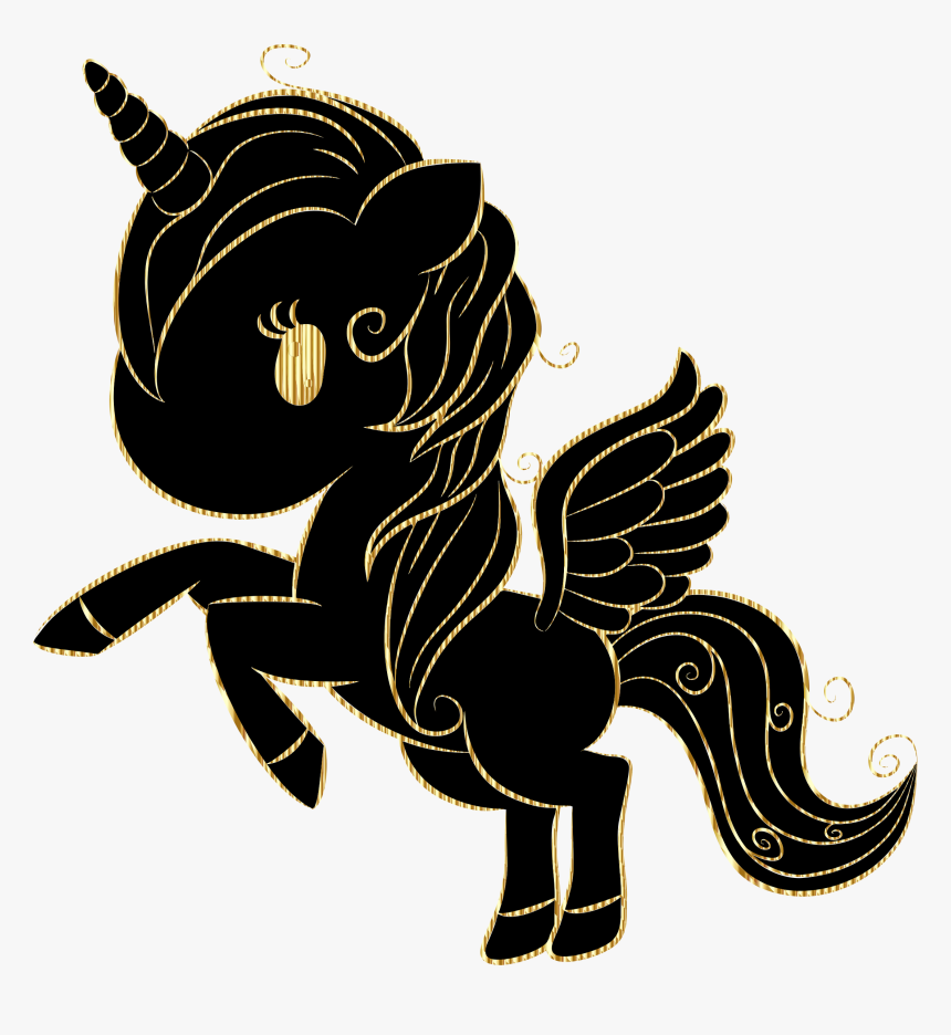 Gold Trim Png - White Unicorn Silhouette Clip Art, Transparent Png