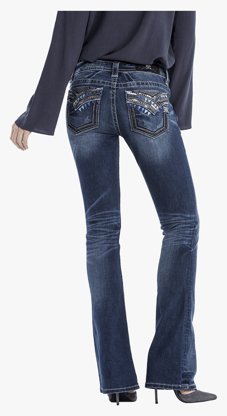 Miss Me Women S Signature Fit Blue Embroidery Pocket - Pocket, HD Png Download