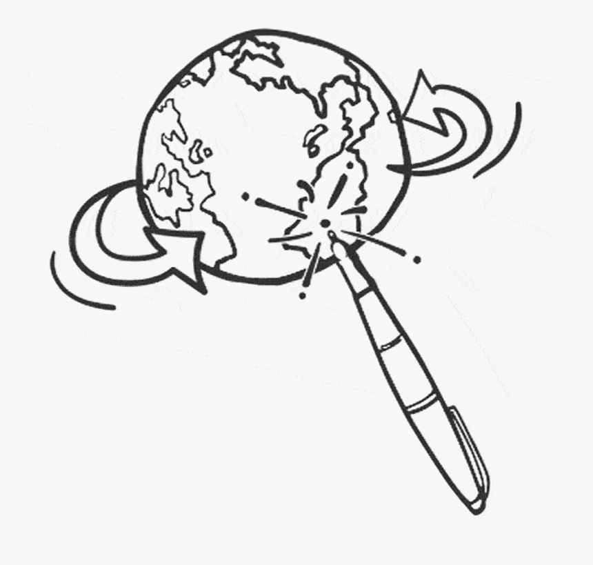 A Nifty Illustration Of A Globe Spinning On A Pen - Sketch, HD Png Download
