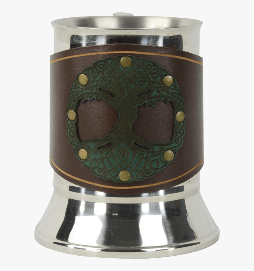 Celtic Tree Of Life Tankard With Leather Wrap - Christian Cross, HD Png Download