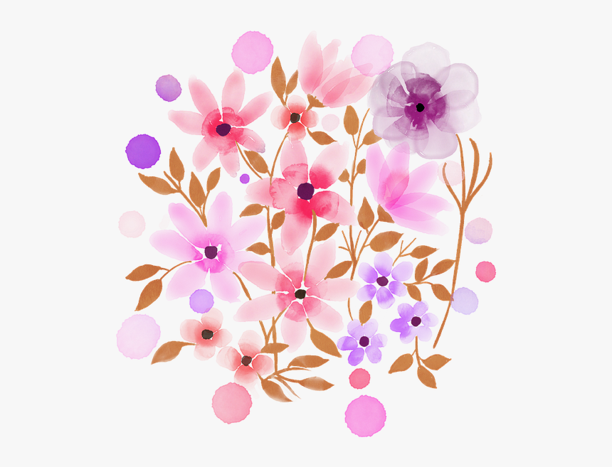 Watercolour Flowers, Watercolor, Flower, Spring, Floral - Portable Network Graphics, HD Png Download