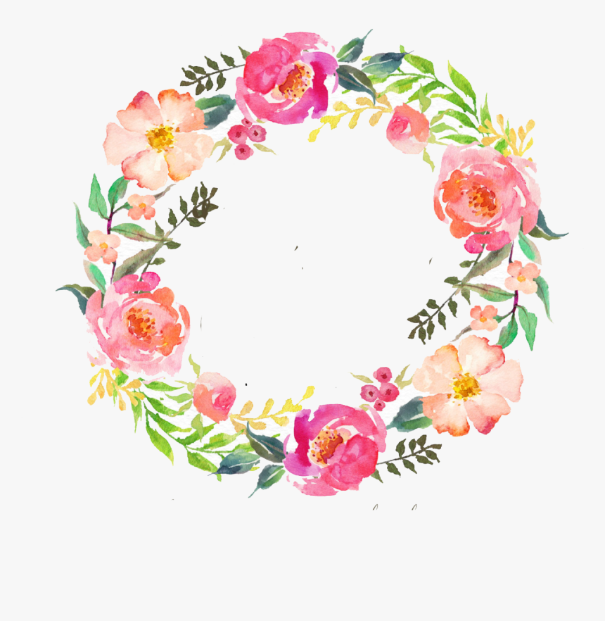 Transparent Background Watercolor Flower Wreath, HD Png Download