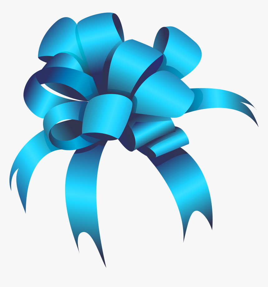 Blue Bow Clipart Web Clipart - Blue Gift Bow Clipart, HD Png Download