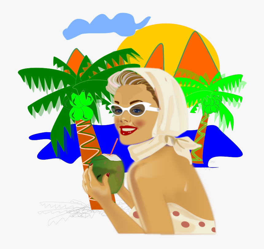 Mulhereternamente Linda - Woman In Beach Clip Art Png, Transparent Png