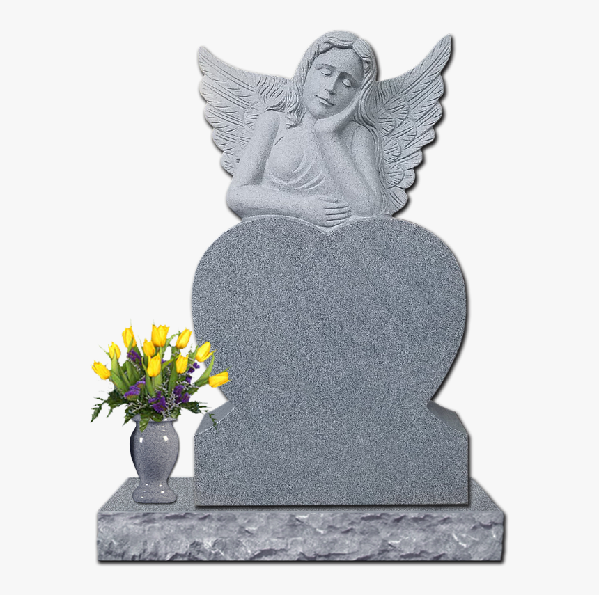 Dreaming Angel Heart Gray - Headstone, HD Png Download