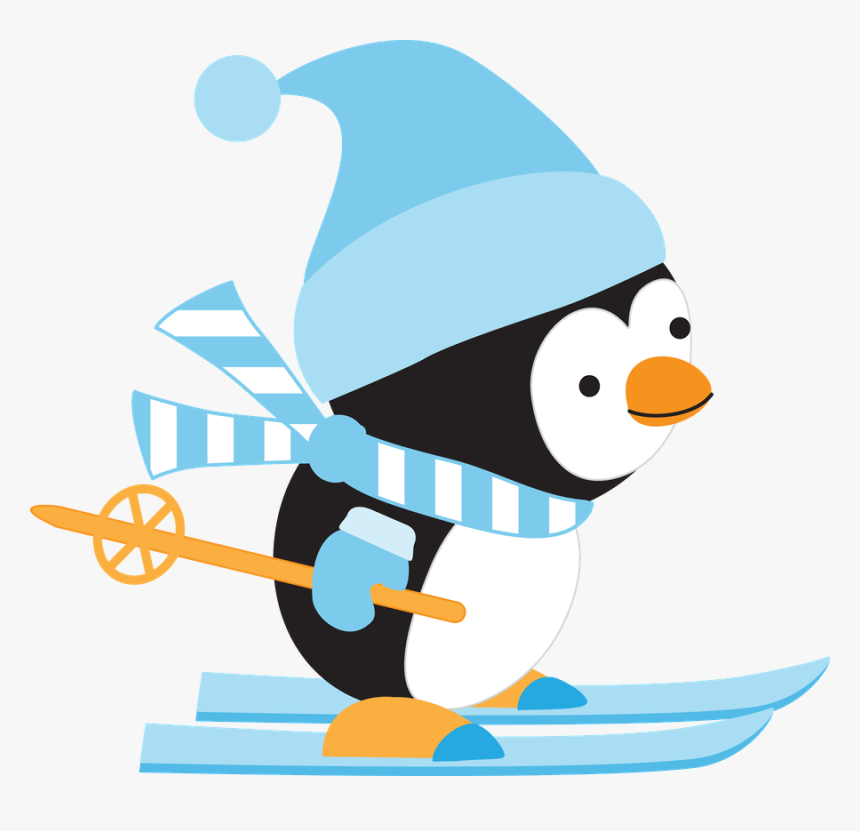 Minus Say Hello Clip Art Pinterest Christmas - Penguin Skiing Clip Art, HD Png Download