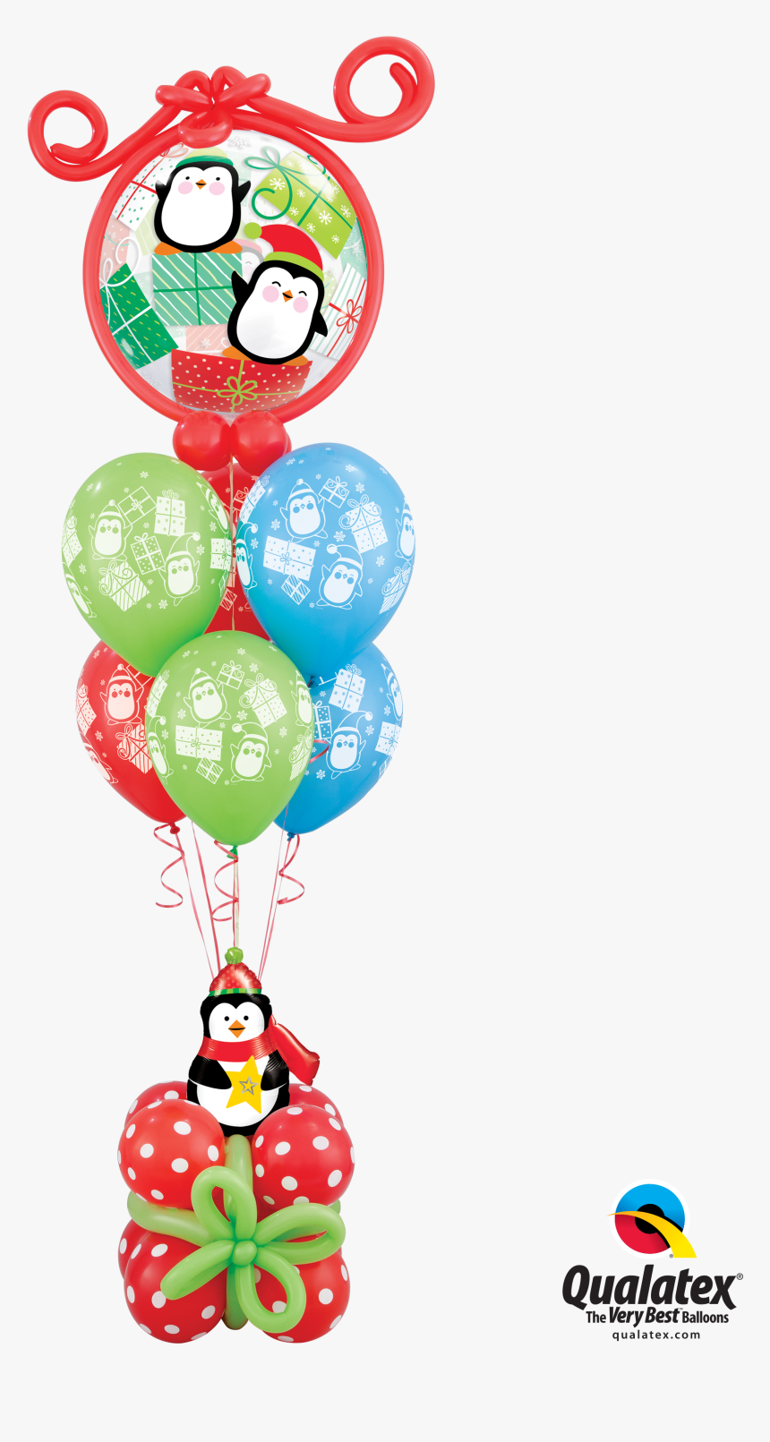 Penguin Christmas Balloon Bouquet - Qualatex, HD Png Download