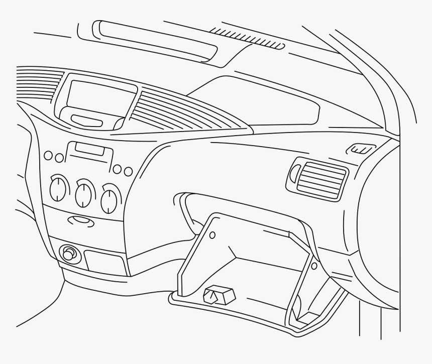 Dashboard,glove Box,dash,car Radio,glove - Outline Of Dashboard Car, HD Png Download