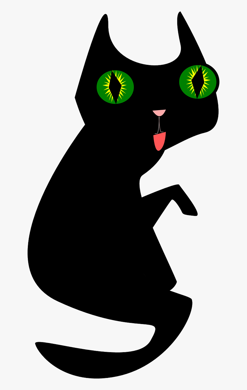 قطة سوداء كرتون, HD Png Download