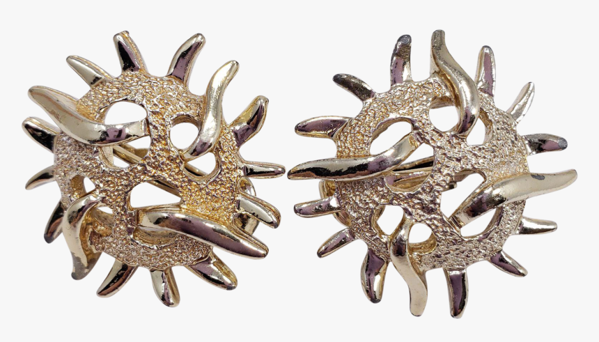 Vintage 1970s Sarah Coventry Sea Urchin Goldtone Clip - Earrings, HD Png Download