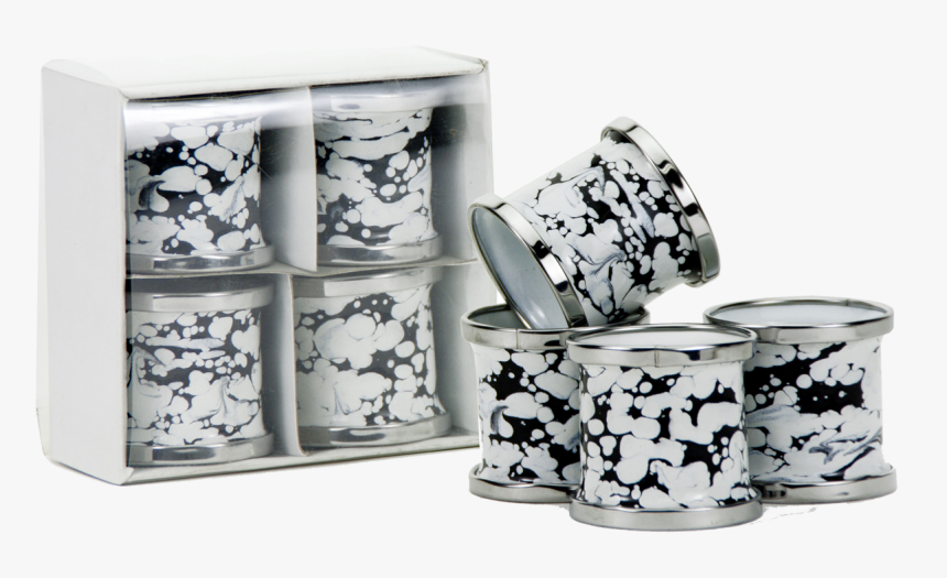 Bl74 Black Swirl Napkin Rings-set Of - Blue And White Porcelain, HD Png Download