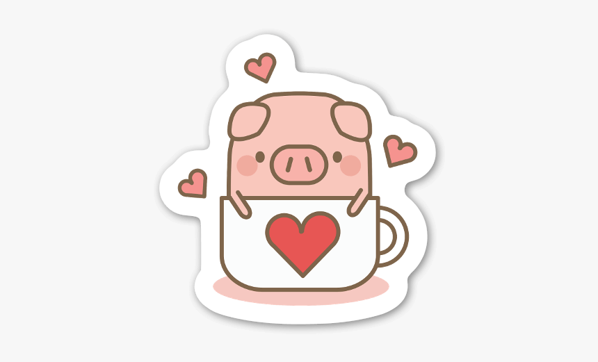 Cute Pig In A Cup Sticker - Portable Network Graphics, HD Png Download
