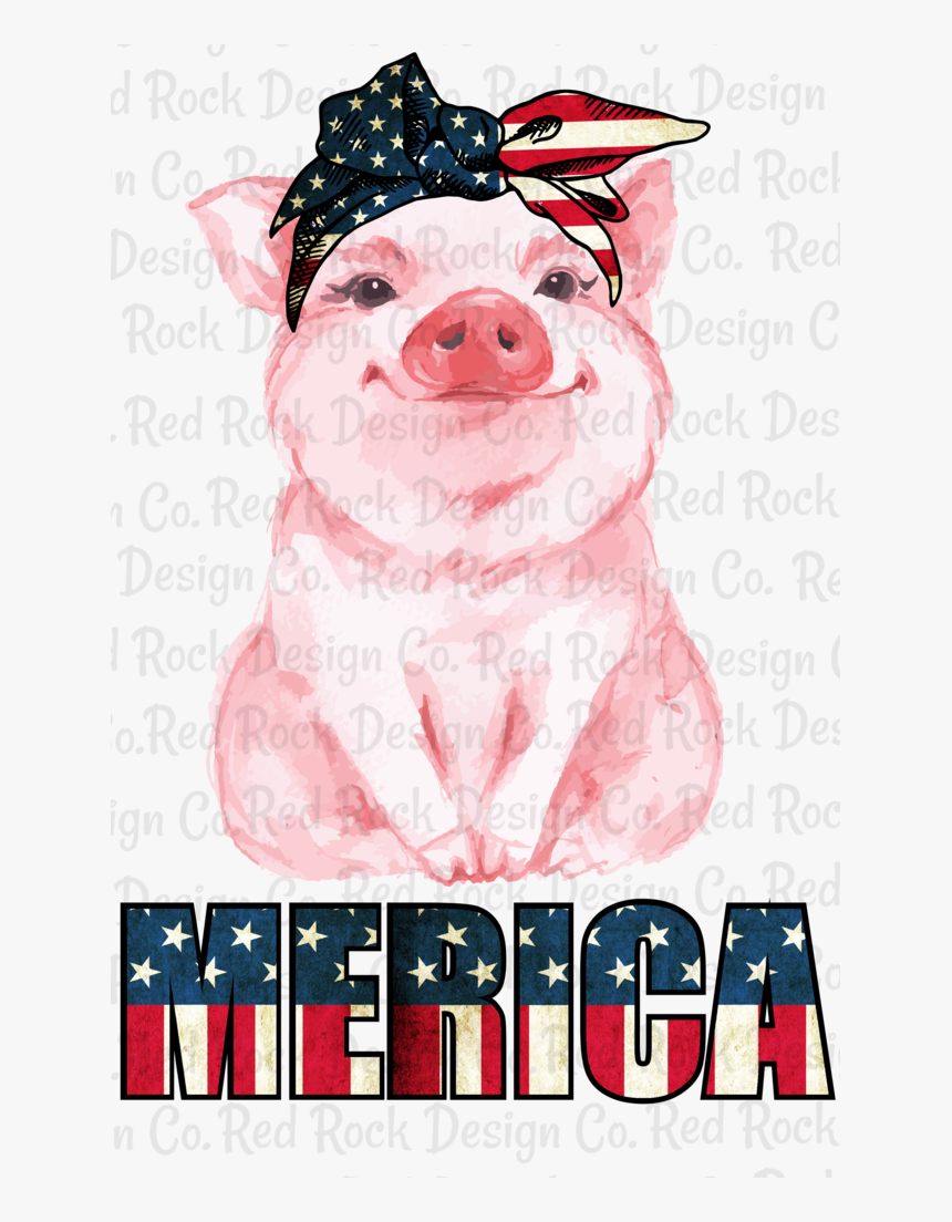 Transparent Bandana Clipart - Pig With American Flag Bandana, HD Png Download