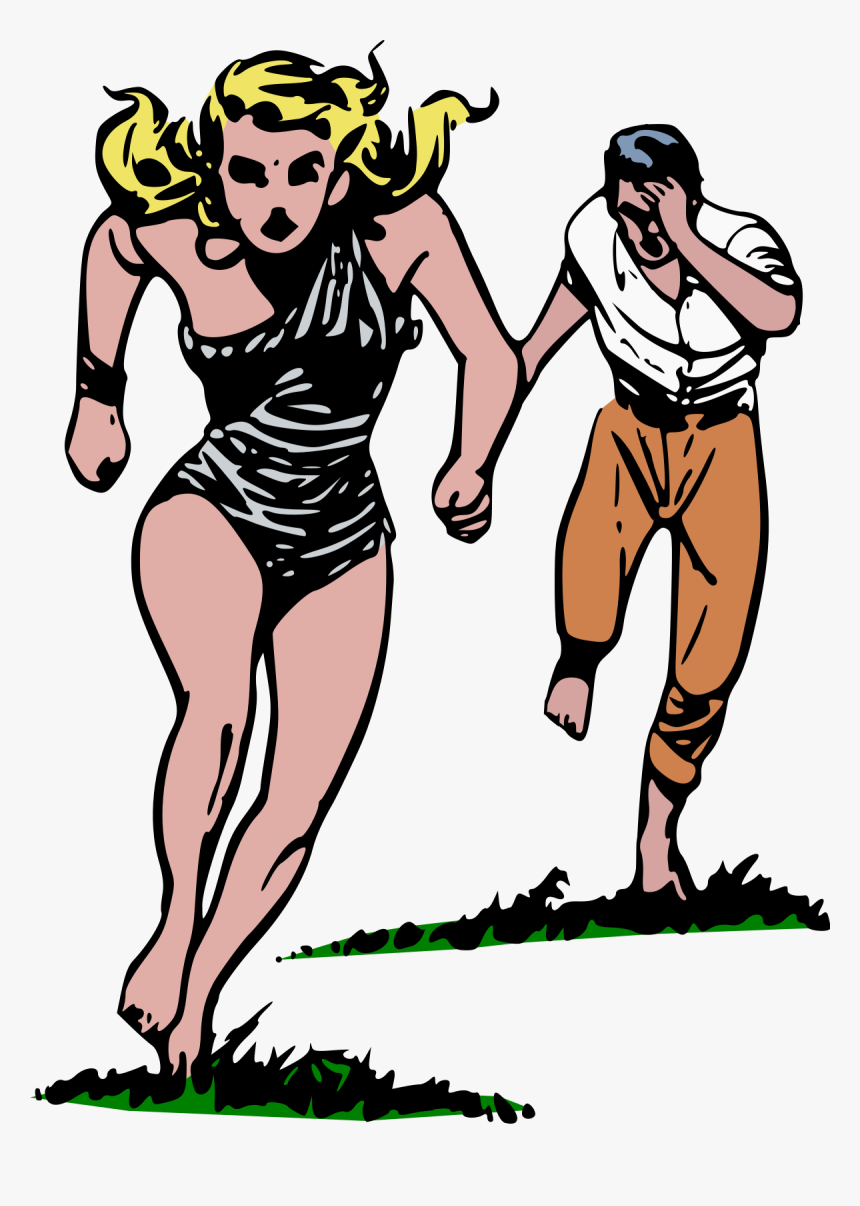 Guy Chasing Girl Cartoon, HD Png Download