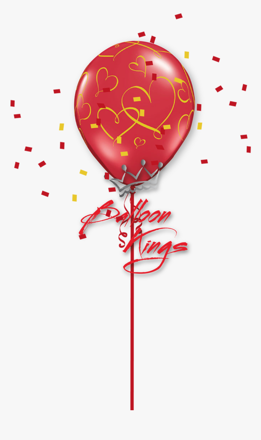 11in Latex Romantic Gold Hearts - Illustration, HD Png Download