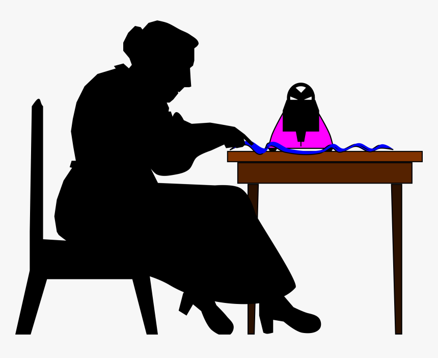 Clipart Woman Sewing - Clip Art Person Sewing, HD Png Download