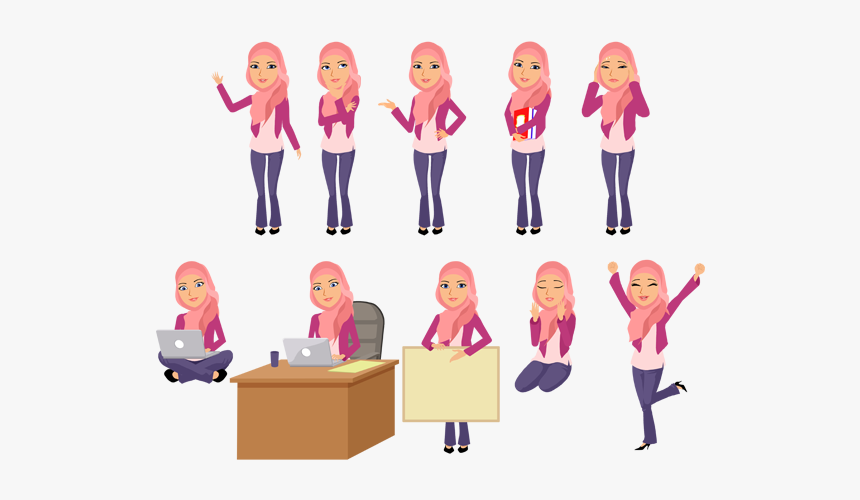 Vector Women Hijab - Character Hijab Images Vector, HD Png Download