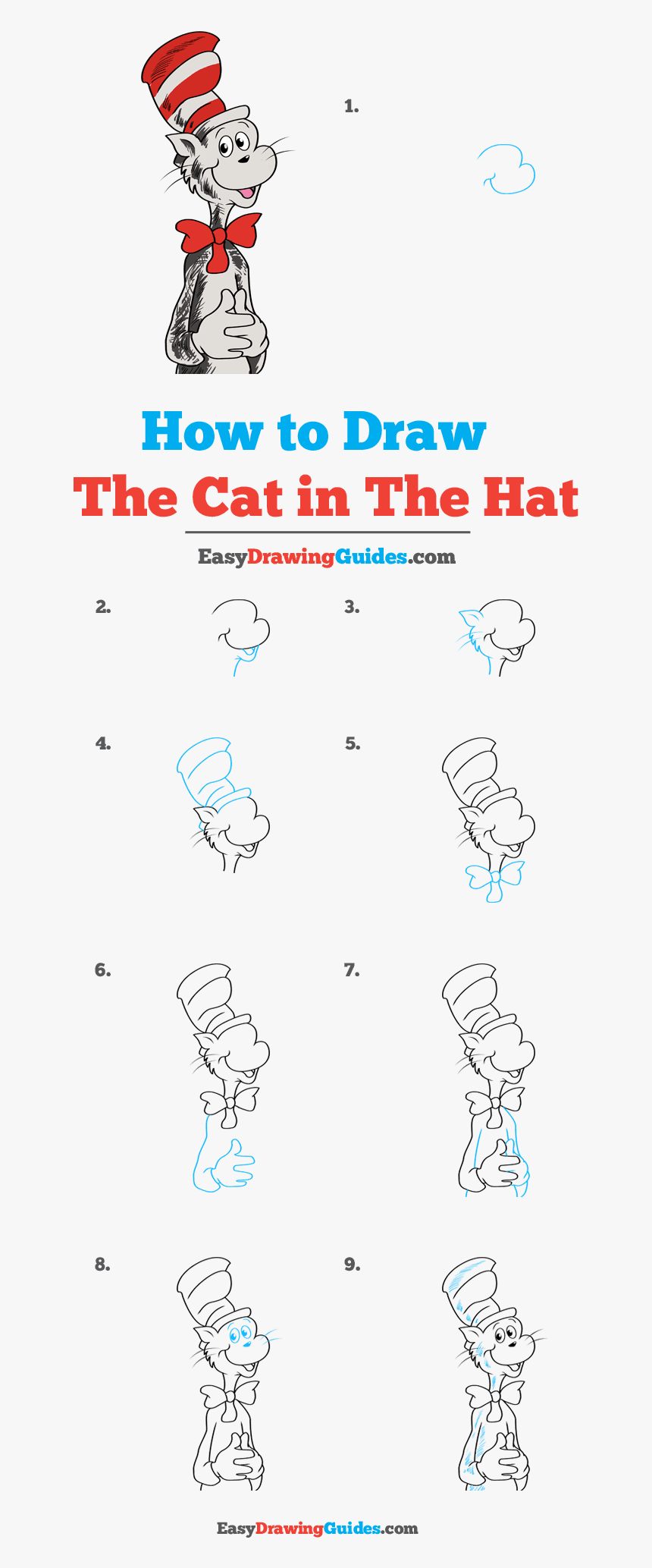 How To Draw The Cat In The Hat - Drawing, HD Png Download
