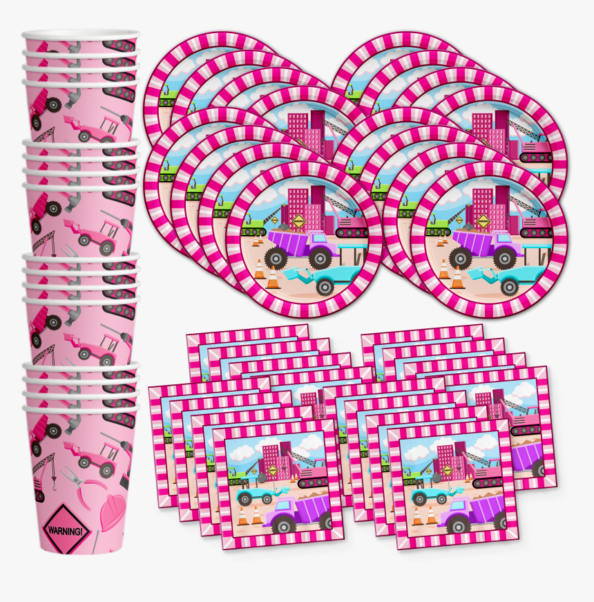 Construction Trucks Girl Birthday Party Tableware Kit - Birthday, HD Png Download