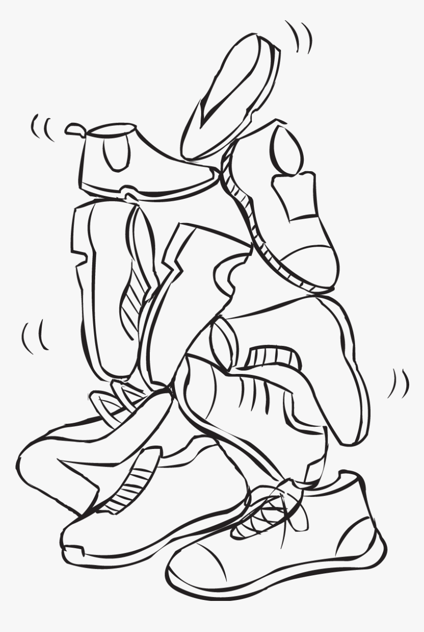 Bunch Of Shoes Stacked On Top Of Each Other To Form - Line Art, HD Png Download