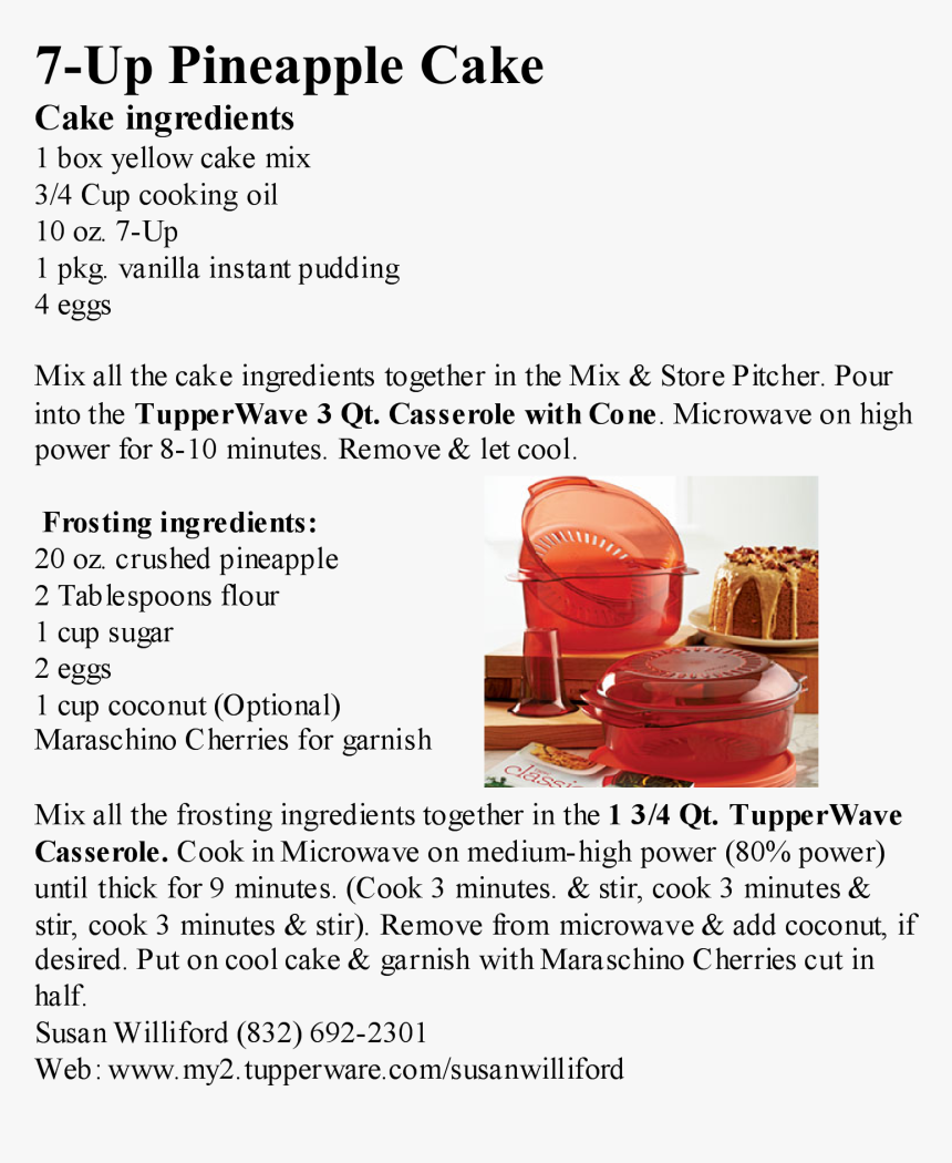 Tupperware 7 Up Pineapple Cake Make It In The Tupperware - Recette En Francais Avec Stack Cooker De Tupperware, HD Png Download