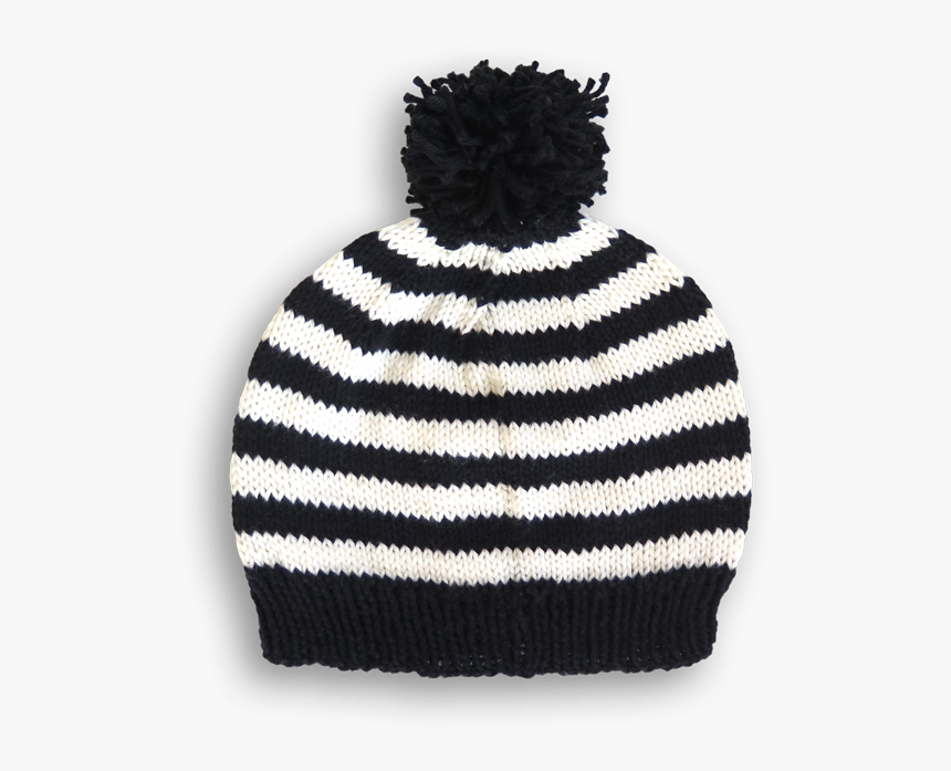 Hand Knitted Black & Classic Cream Beanie - Beanie, HD Png Download
