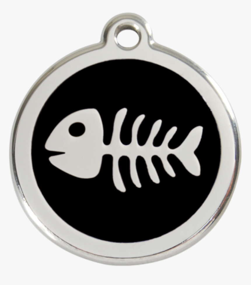 Black Fish Skeleton Pet Tag - Fish Bones, HD Png Download