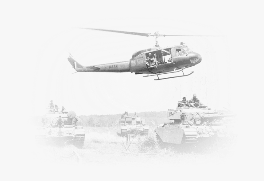 Raaf Iroquois Helicopter Hovers Over Army Centurion - Helicopter Rotor, HD Png Download