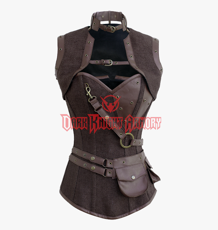 Steampunk Jute Overbust Corset With Detachable Belt - Steampunk Corset Strap, HD Png Download