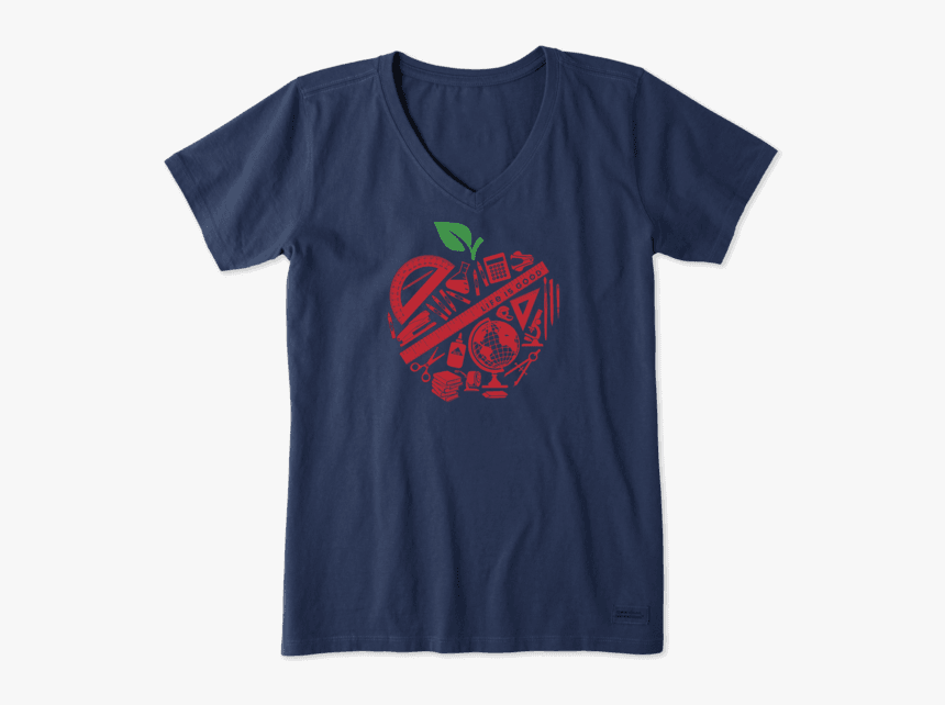 Women S Apple A Day Crusher Vee - Life Is Good Shirt Dog, HD Png Download