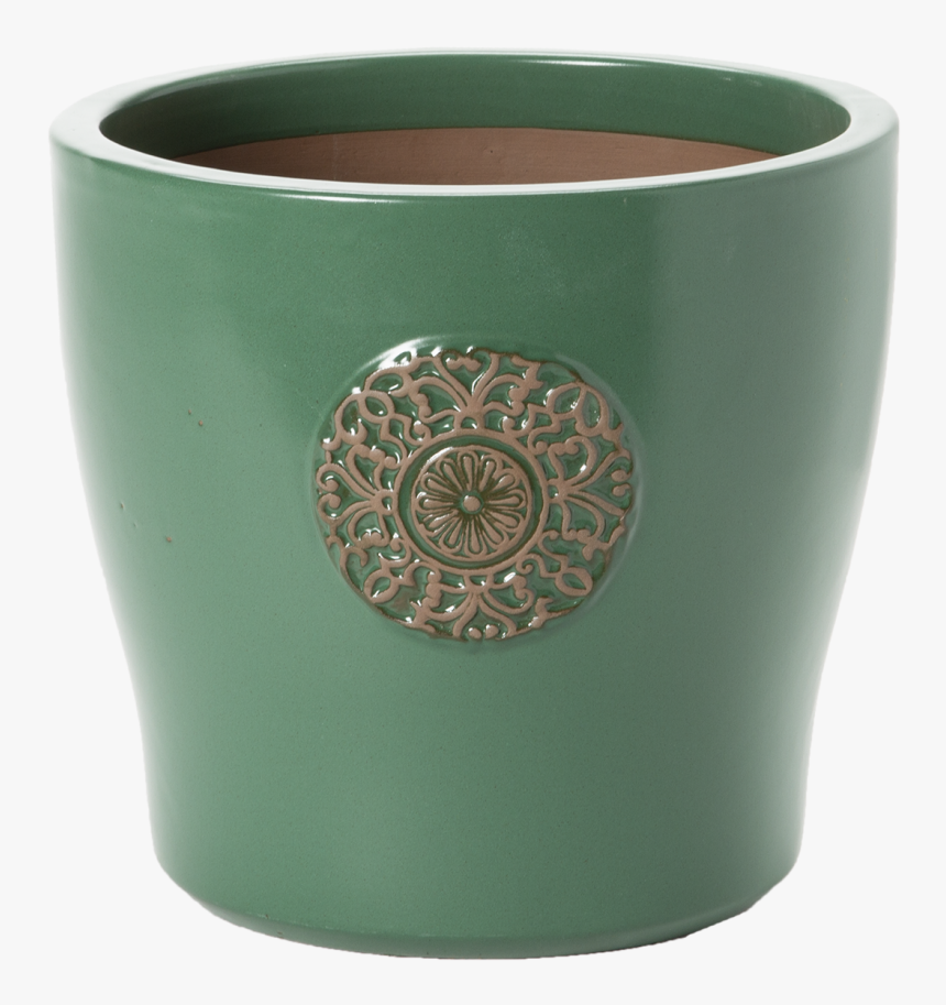 13 X11 H Round Planter W/medallion Accent 
 Title 13 - Ceramic, HD Png Download