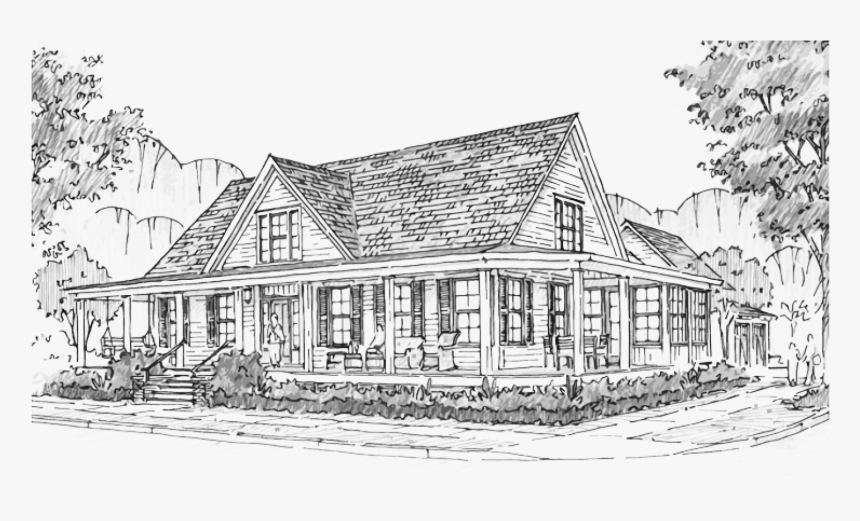 Historical Concepts Homes Residences - Farmhouse Sketch, HD Png Download