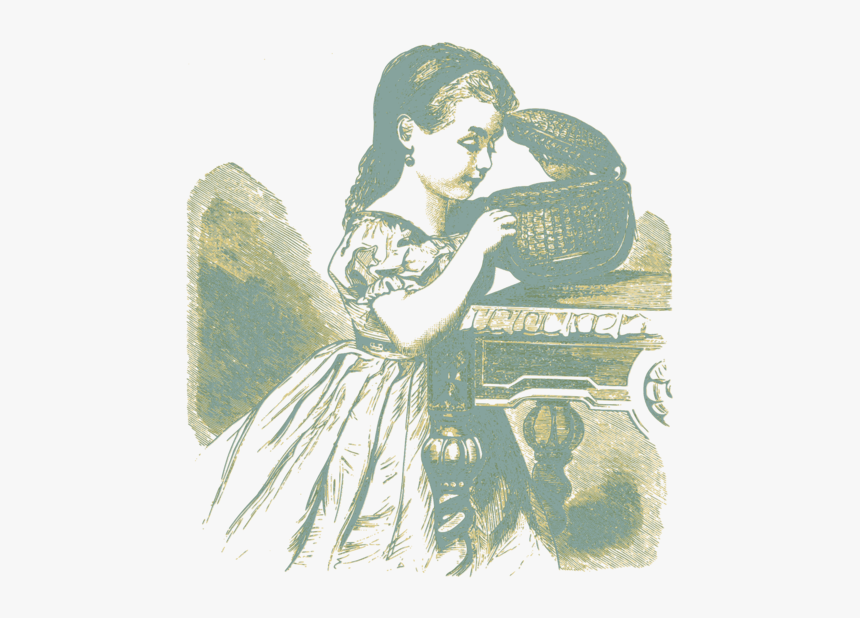 Fictional Character,costume Design,supernatural Creature - Girl With A Basket Drawing, HD Png Download