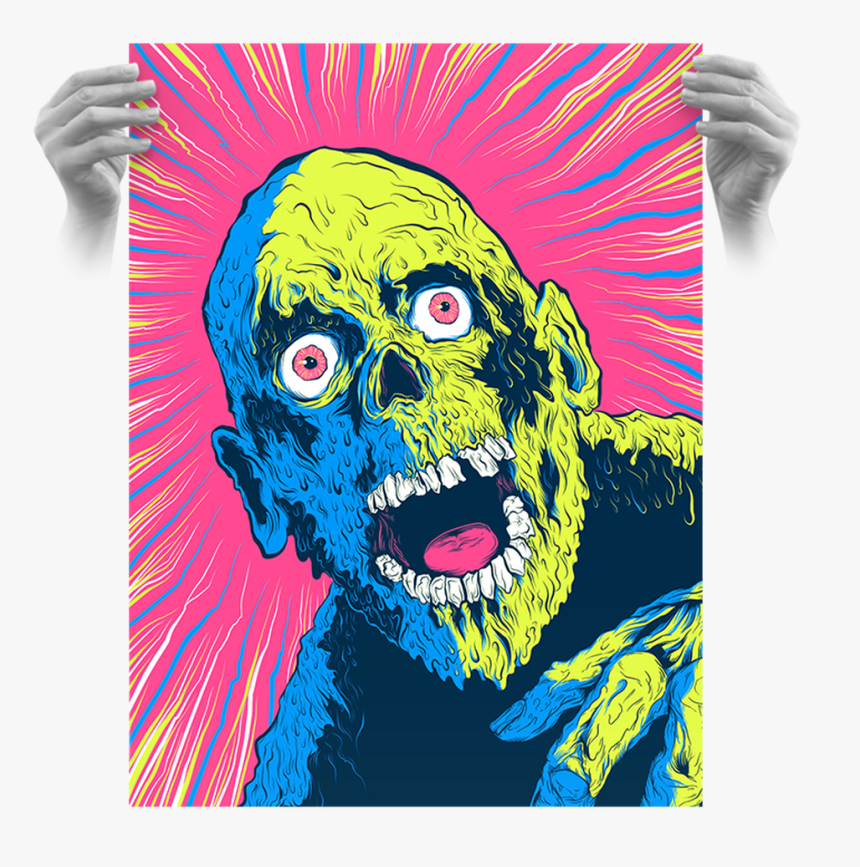Tarman Hypno Brains Fluorescent Ap Screen Print - Tar Man Zombie Art, HD Png Download
