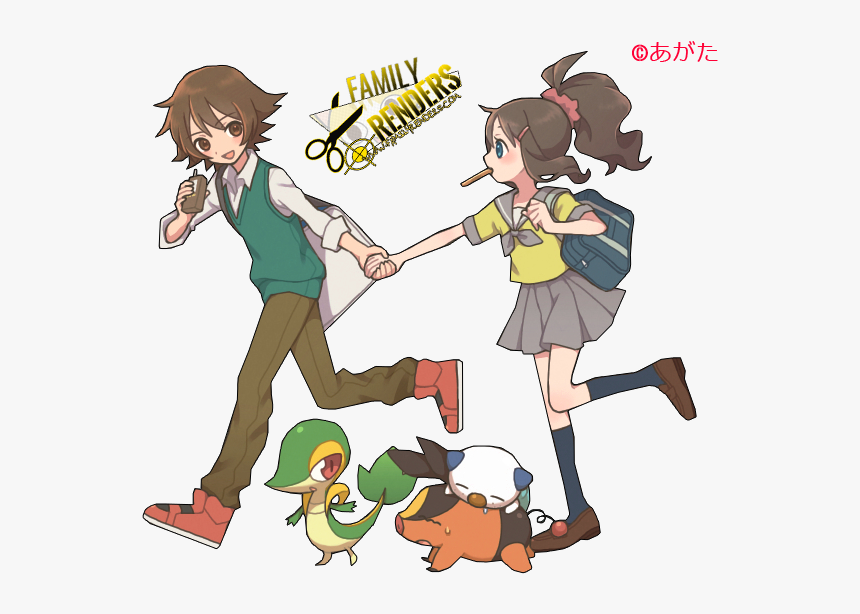 Render Oshawott Snivy Tepig Touko Touya - Touya Y Oshawott, HD Png Download